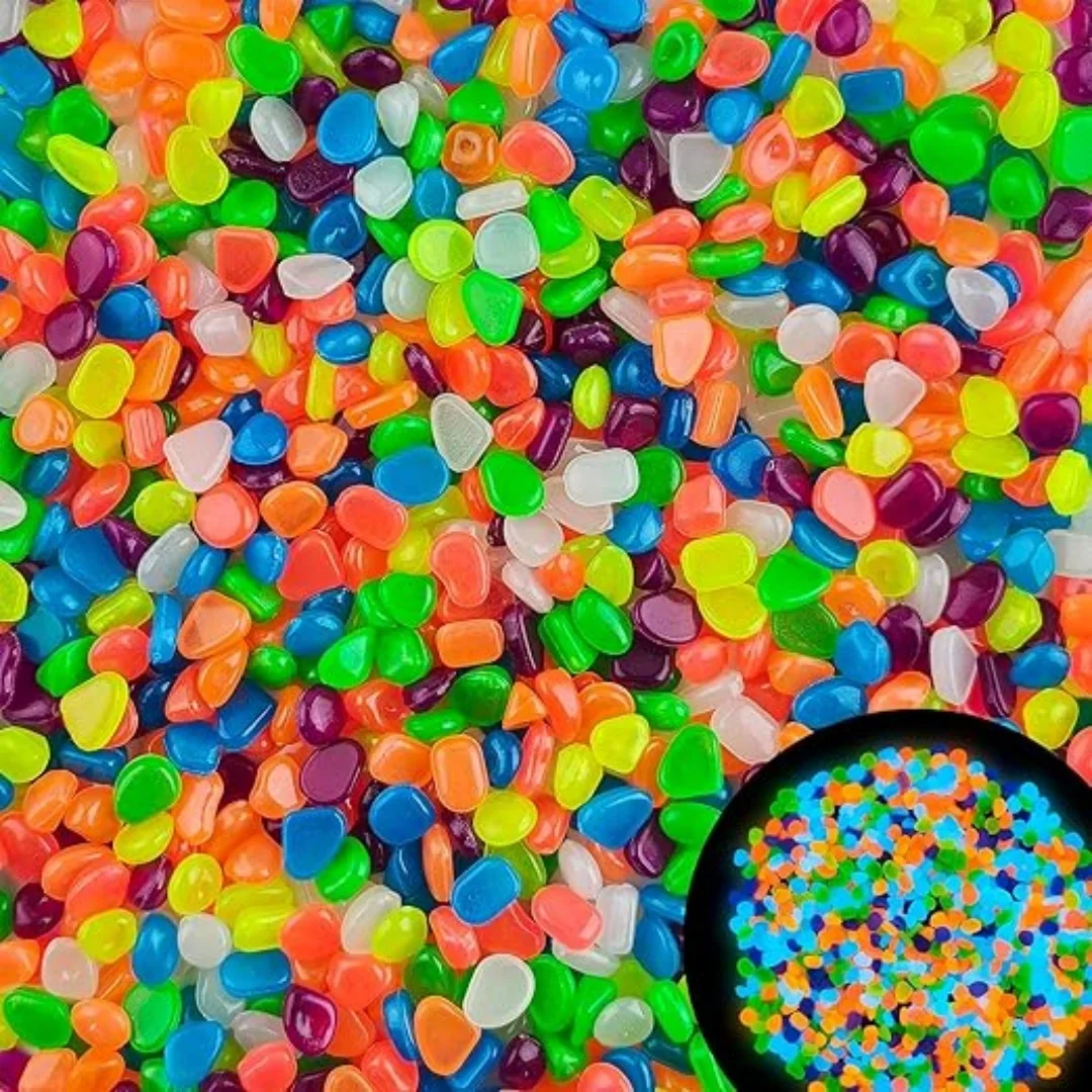 Fish Tank Gravel - 500개 야광 정원 자갈, 원예 발광