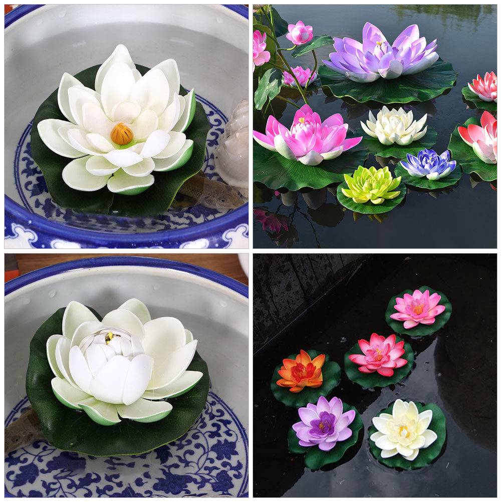 8개입, 조화로 만든 연꽃, 물에 떠다니는 연꽃 잎,  - Aquarium Decor 리뷰 및 가격