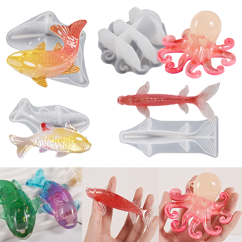 3D 잉어 모양 에폭시 수지 몰드 바다 동물 잉어 문어 - Fish Aquarium Home 리뷰 및 가격